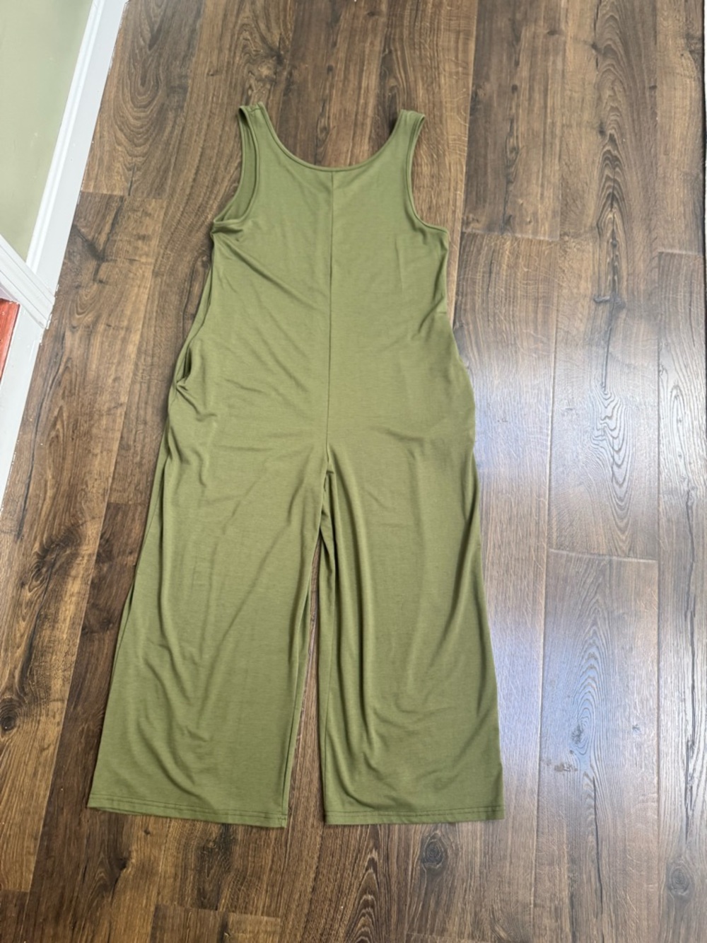 Sleeveless Wide-Leg Jumpsuit in Olive